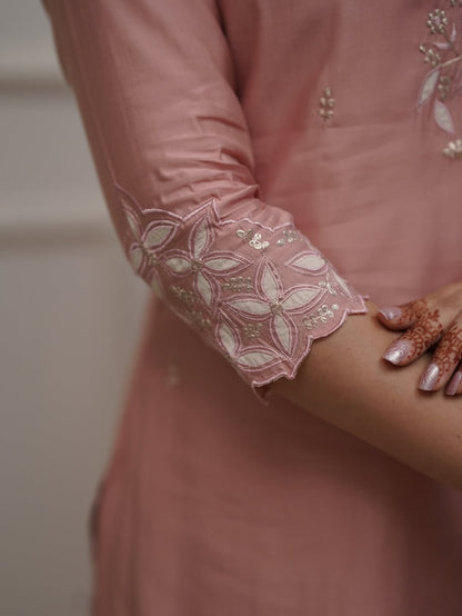 Onion colour Chanderi Cotton Elegant Kurti Pair for all occasions