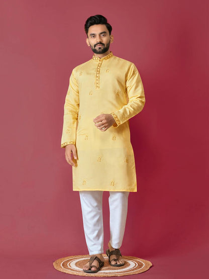 Premium Handwork on Silk Kurta with Pajama for Men