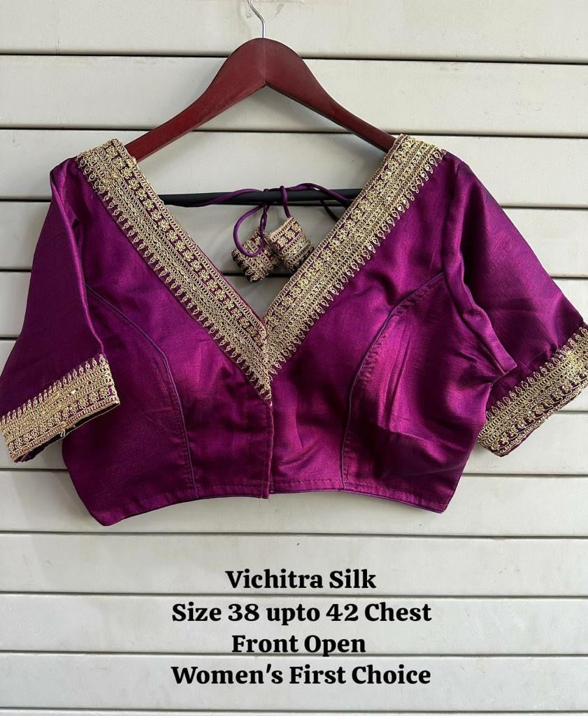 Vichitra silk premium readymade blouse