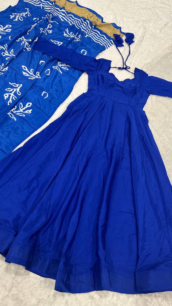 Royal Blue Silk Anarkali Gown Fully Stitched