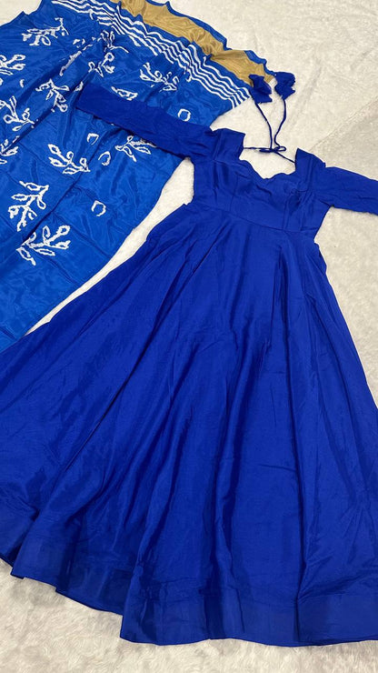Royal Blue Silk Anarkali Gown Fully Stitched