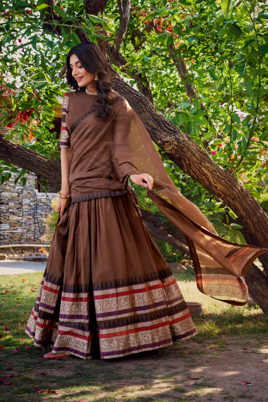 Priyaa - Beautiful Chanderi Cotton Fully Stitched Lehenga