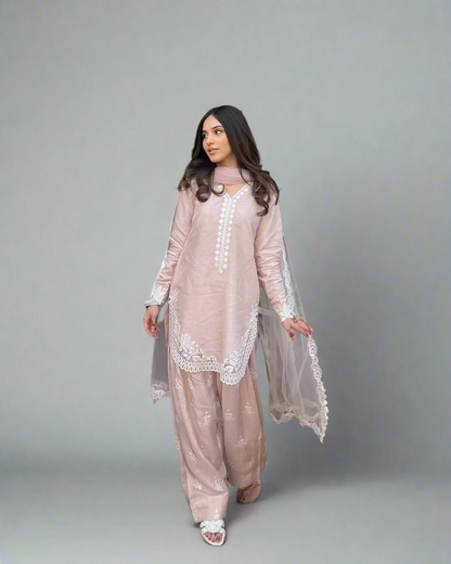 Preet - Beautiful Soft Silk Embroidered Salwar Suit Fully Stitched
