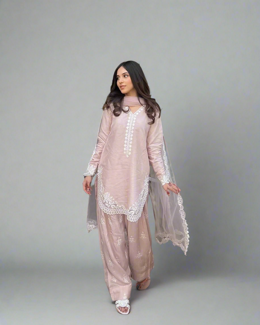 Preet - Beautiful Soft Silk Embroidered Salwar Suit Fully Stitched