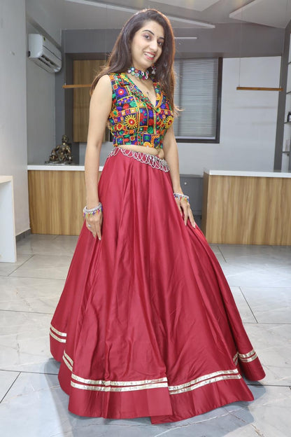 Ethnic Navratri 8 Colours Pure Cotton Chaniya Choli with Gamthi Work Fully Stitched