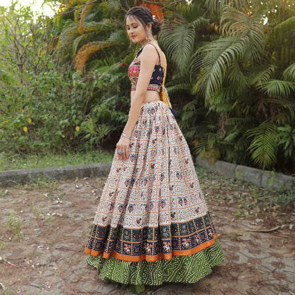 Mitawa - Pastel bandhej printed premium lehenga