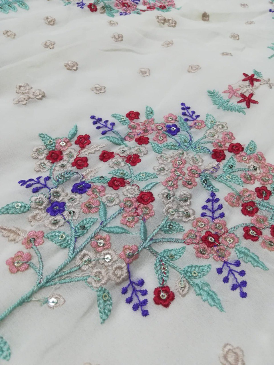 Premium Off White Floral Embroidered Fully Stitched Lehenga