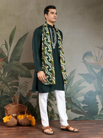 Ramjat - Premium Mens Silk kurta with Pajama and Printed Dupatta