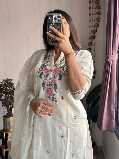 Chandni Aura -Premium Soft Cotton Embroidered Kurti Set