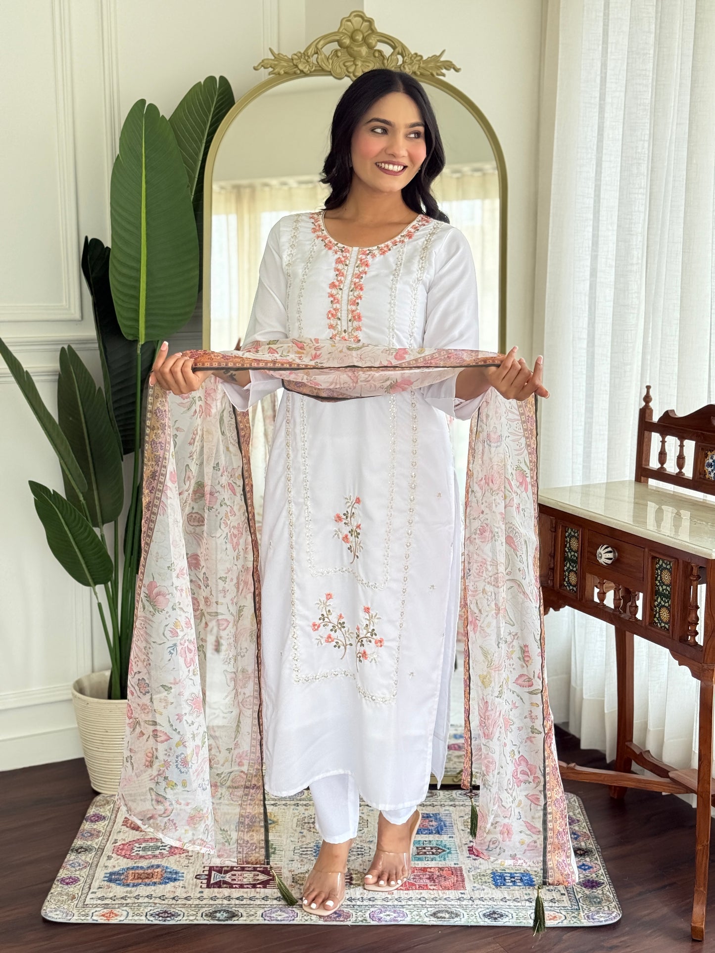 Avantika - Elegant White Kurti Set for all occasions