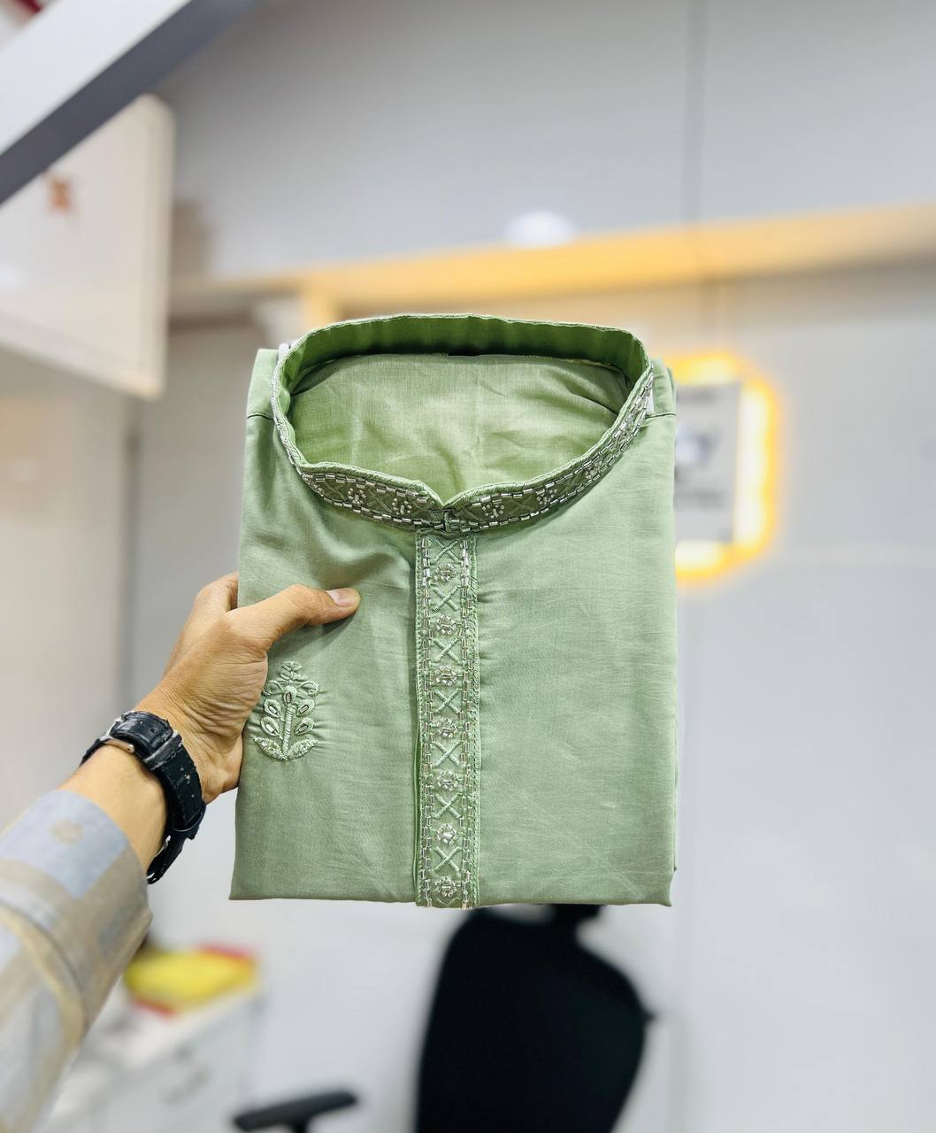 Premium Handwork on Silk Kurta with Pajama for Men