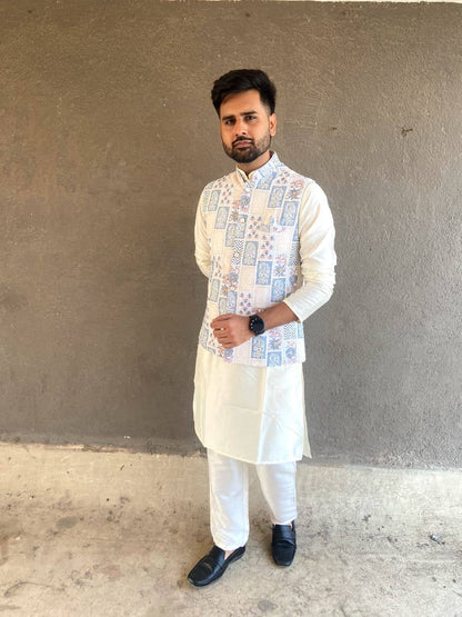 Veer - Premium Men's Rayon Silk Koti Kurta Pajama