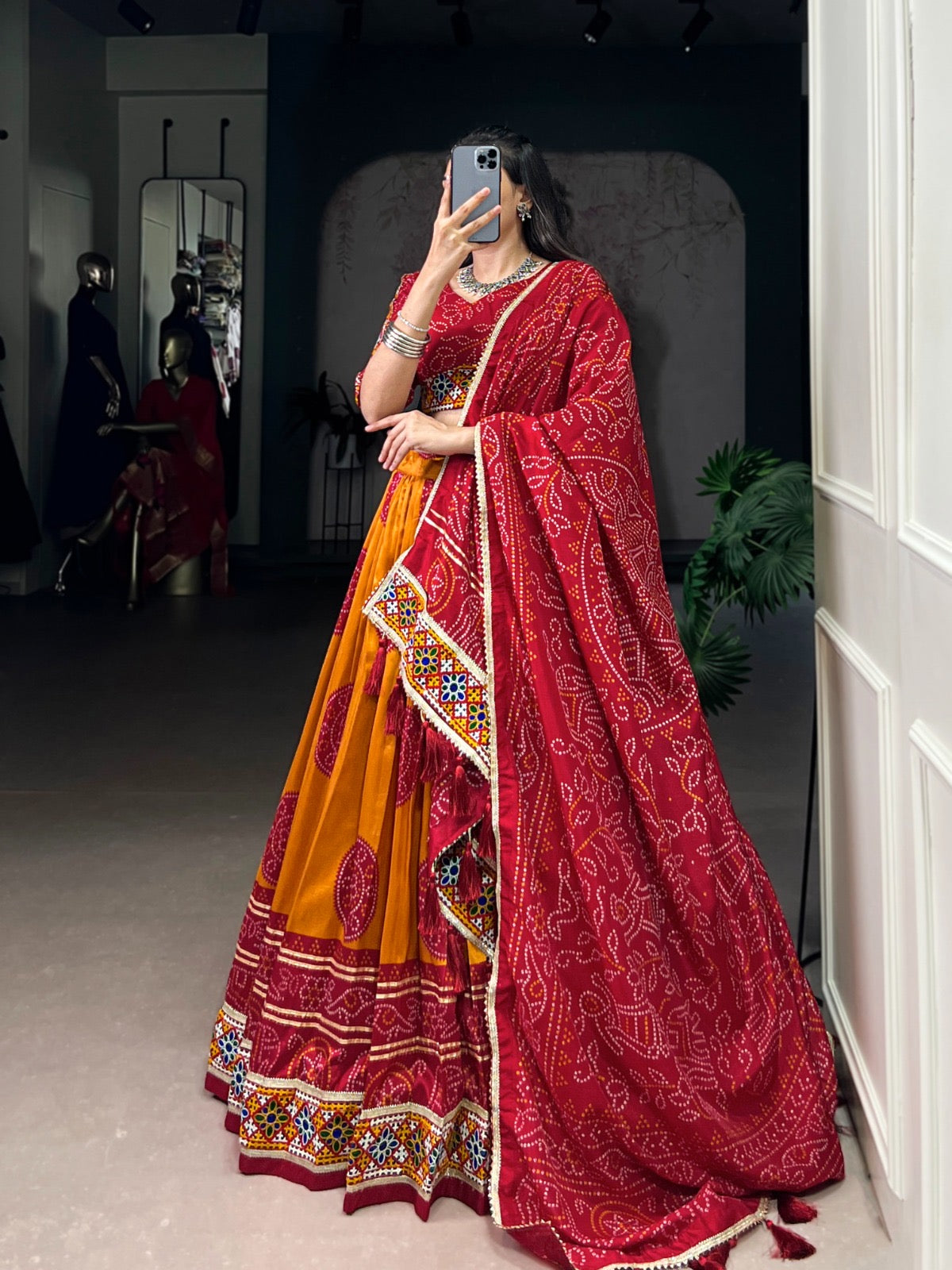 Beautiful Bandhej Print Silk Lehenga Choli Fully Stitched