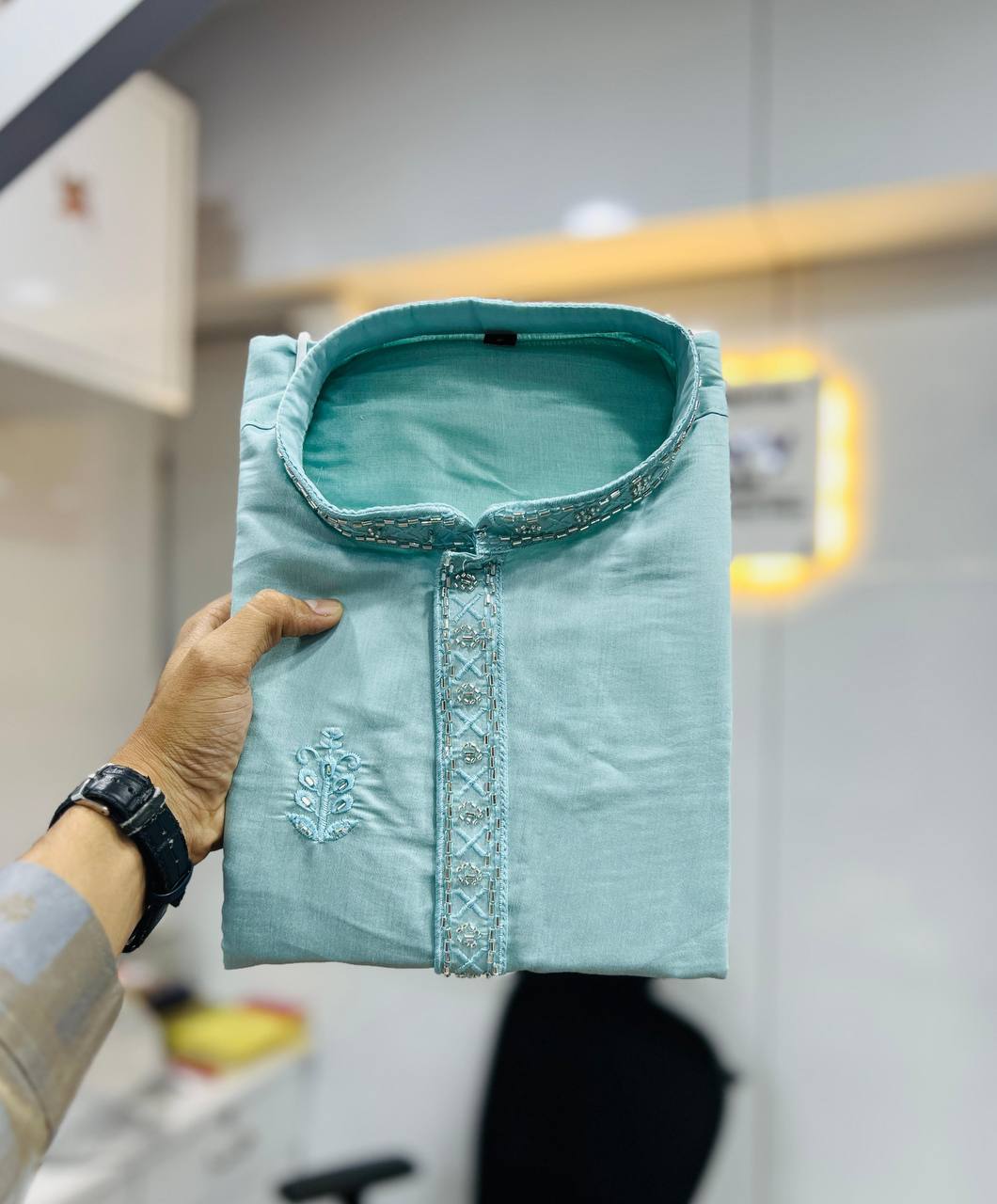 Premium Handwork on Silk Kurta with Pajama for Men