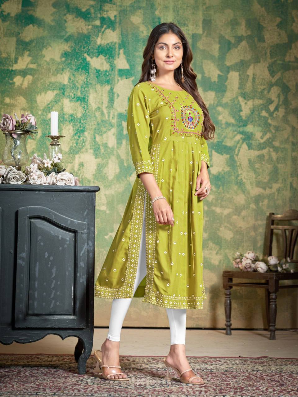 Sakhi - Soft Cotton Embroidered Kurti Set