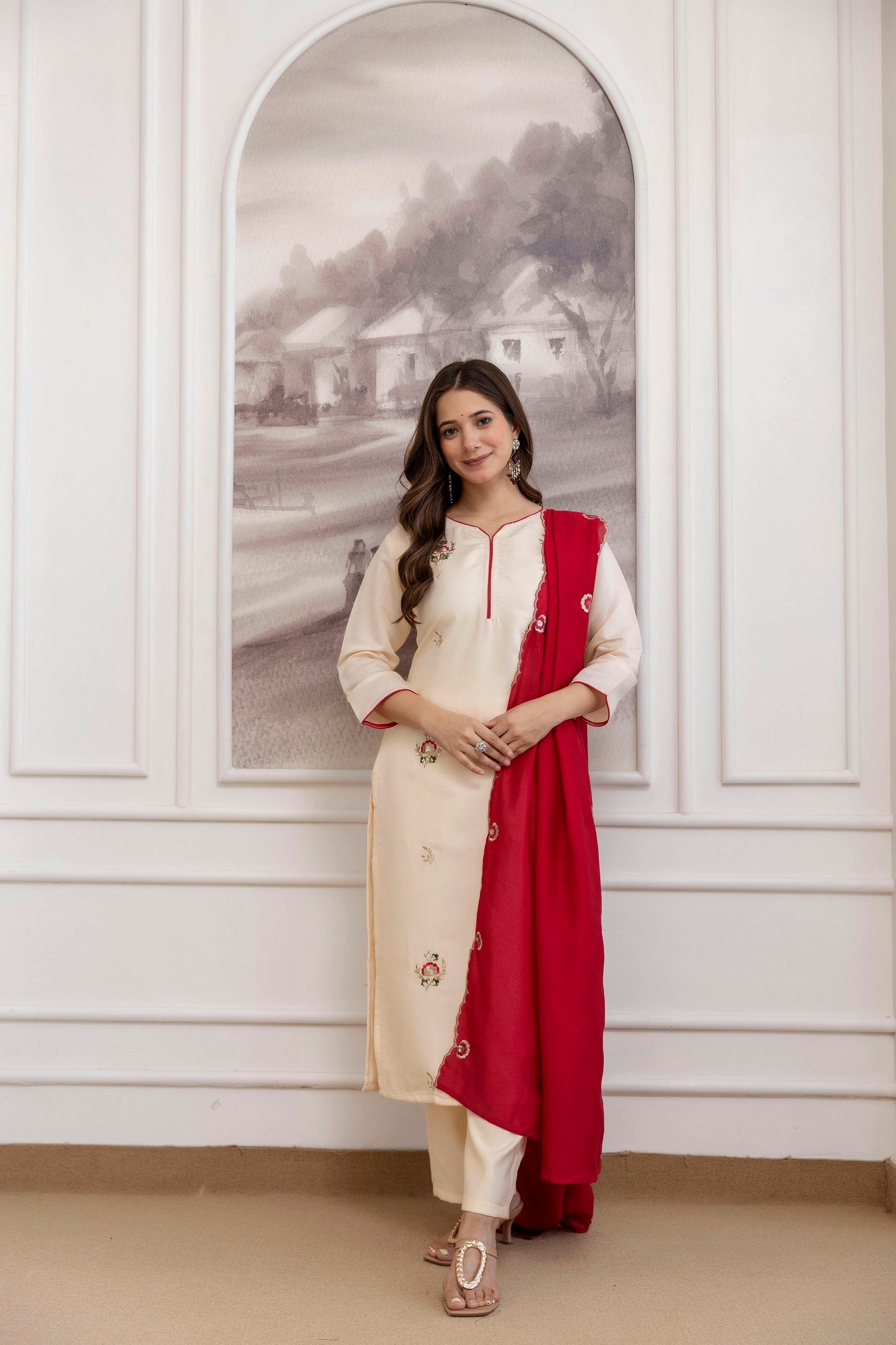 Creame Soft Chanderi Silk Kurti Lightweight and Minimal Fully Stitched