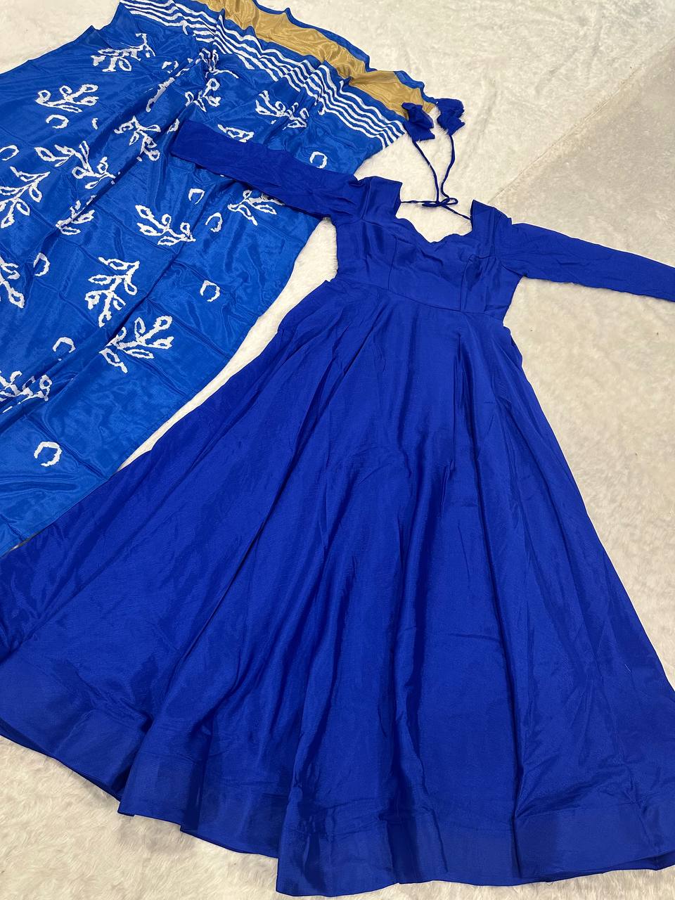 Royal Blue Silk Anarkali Gown Fully Stitched