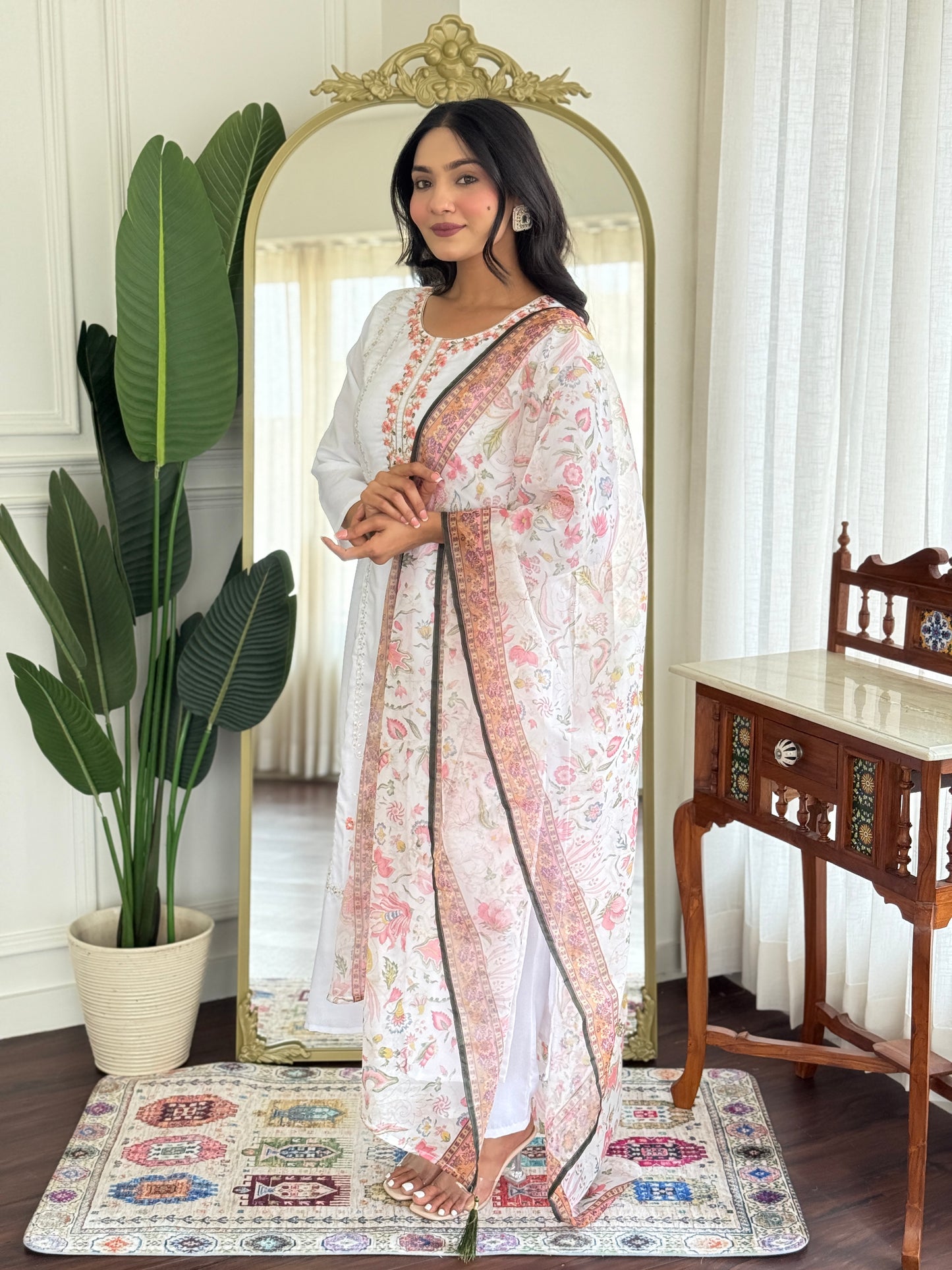 Avantika - Elegant White Kurti Set for all occasions