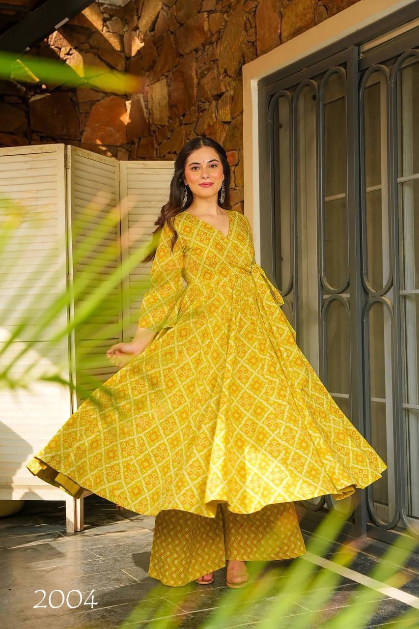 Mohe - Yellow Beautifully Printed Soft Lightweight Kurti with Pant upto 6XL sizes
