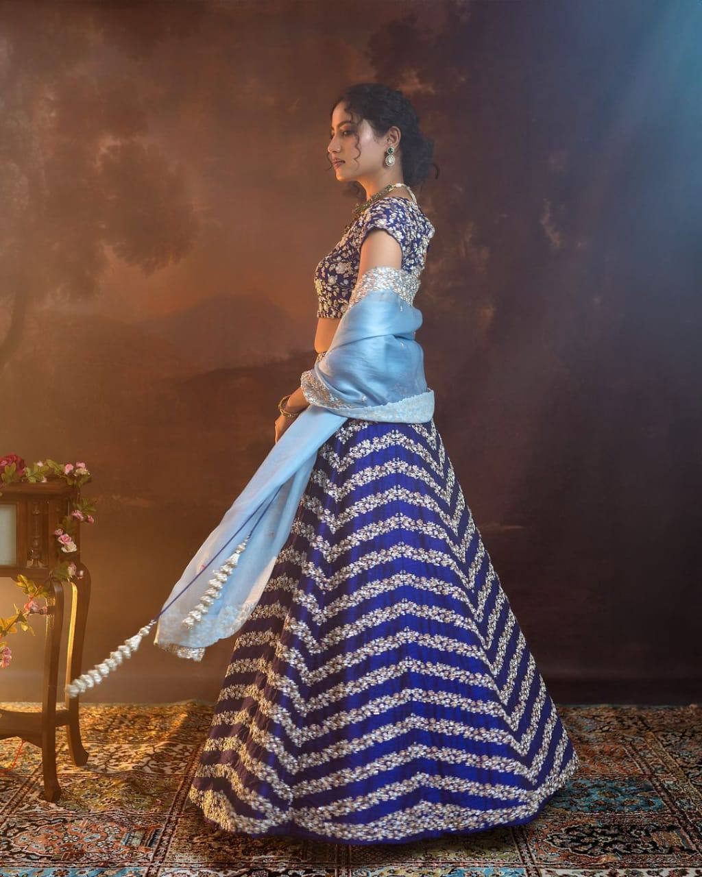 Premium Royal Blue Silk Lehenga with Heavy Embroidery Fully Stitched