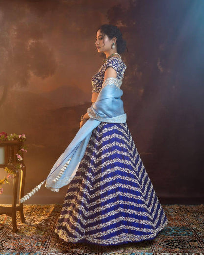 Premium Royal Blue Silk Lehenga with Heavy Embroidery Fully Stitched