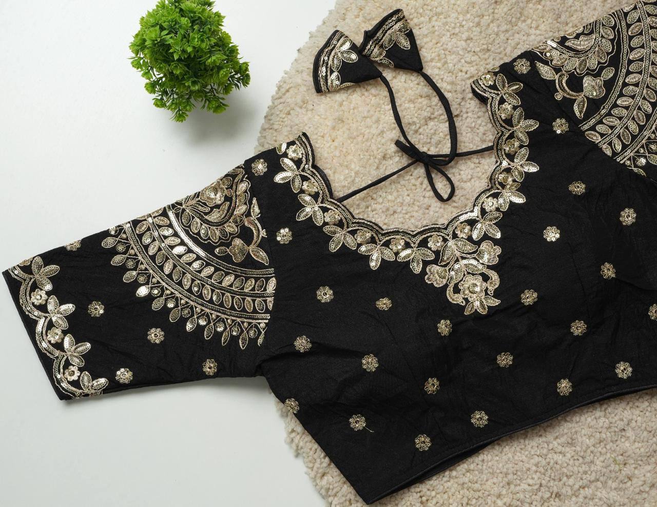Ruhi - Beautiful Copper Gold Embroidered Work Fully Stitched Blouse to pair with Saree or Lehenga