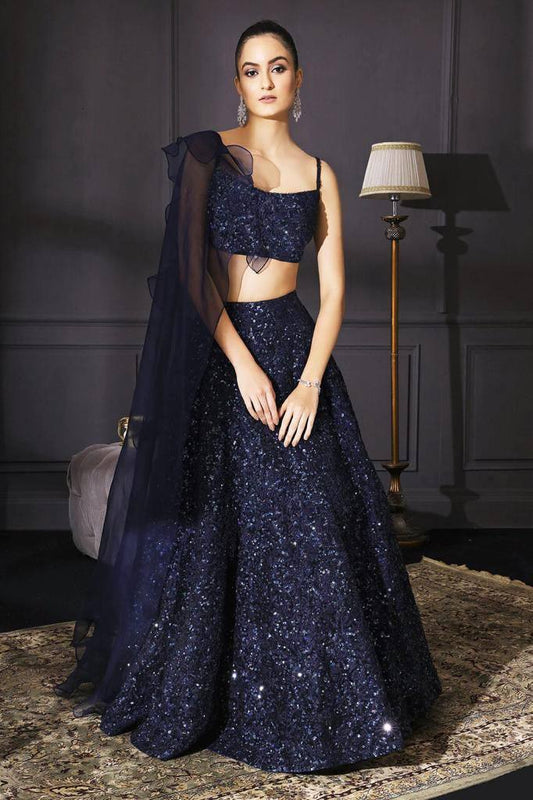 Fully sequenced party lehengas