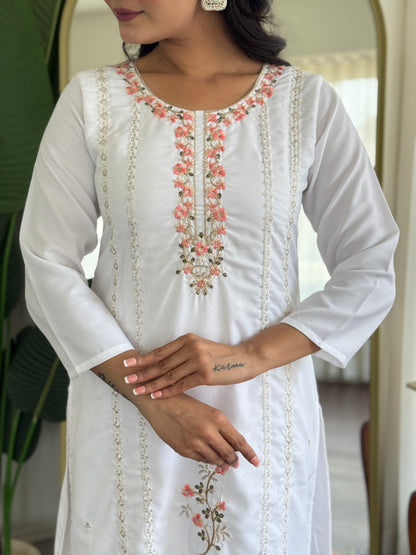 Avantika - Elegant White Kurti Set for all occasions