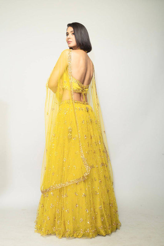 Lime Yellow fully stitched lehenga