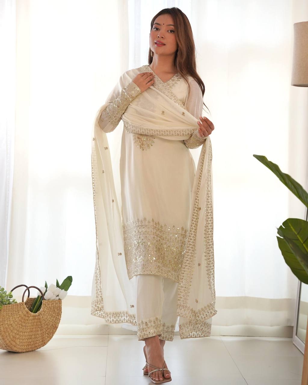 Premium off white Kurta set fully stitched