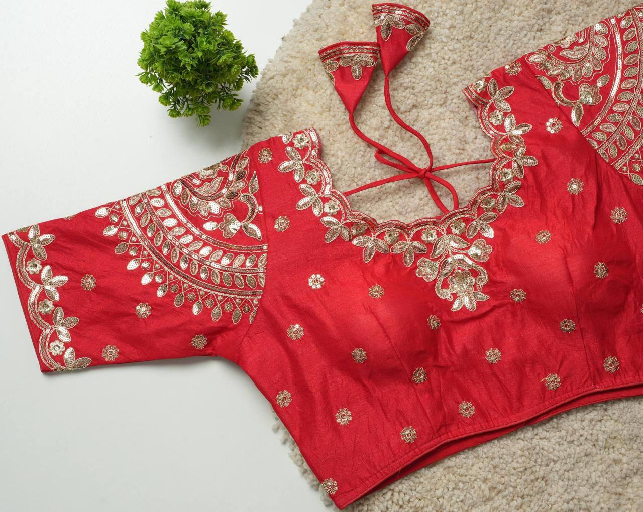 Ruhi - Beautiful Copper Gold Embroidered Work Fully Stitched Blouse to pair with Saree or Lehenga
