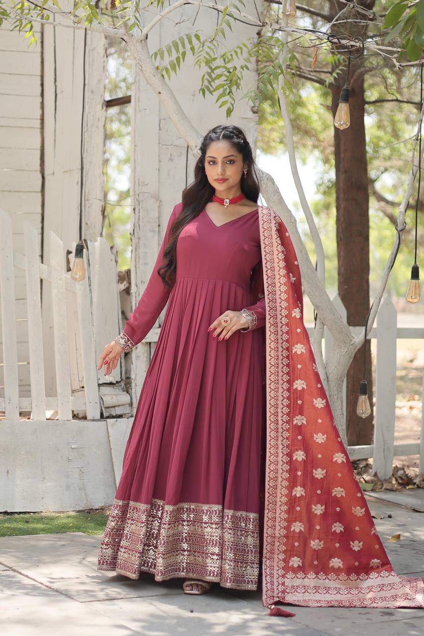 Elegant Anarkali Georgette Fully Stitched Gown