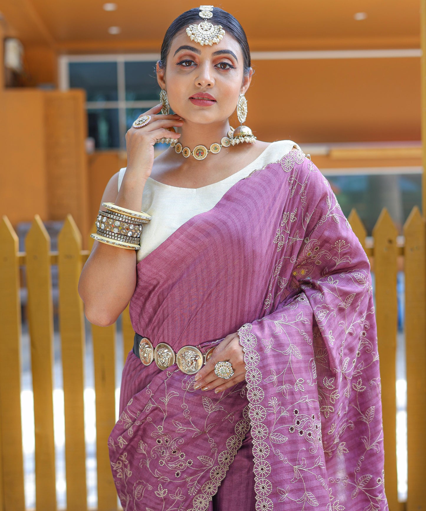 Nazzakat - Beautiful Handwork Pure Silk Saree with Floral patterns and Stitched Blouse Options