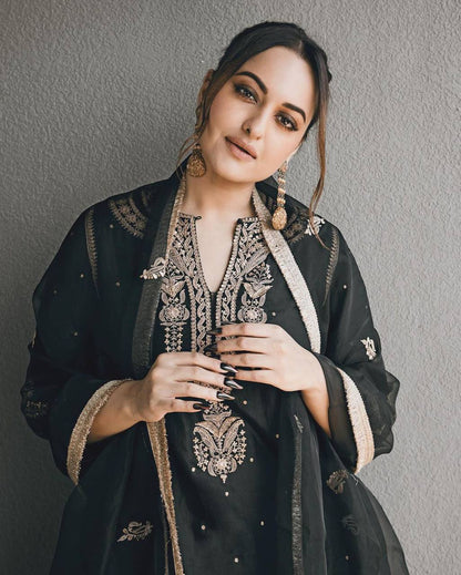 Black bollywood style sharara set fully stitched sizes