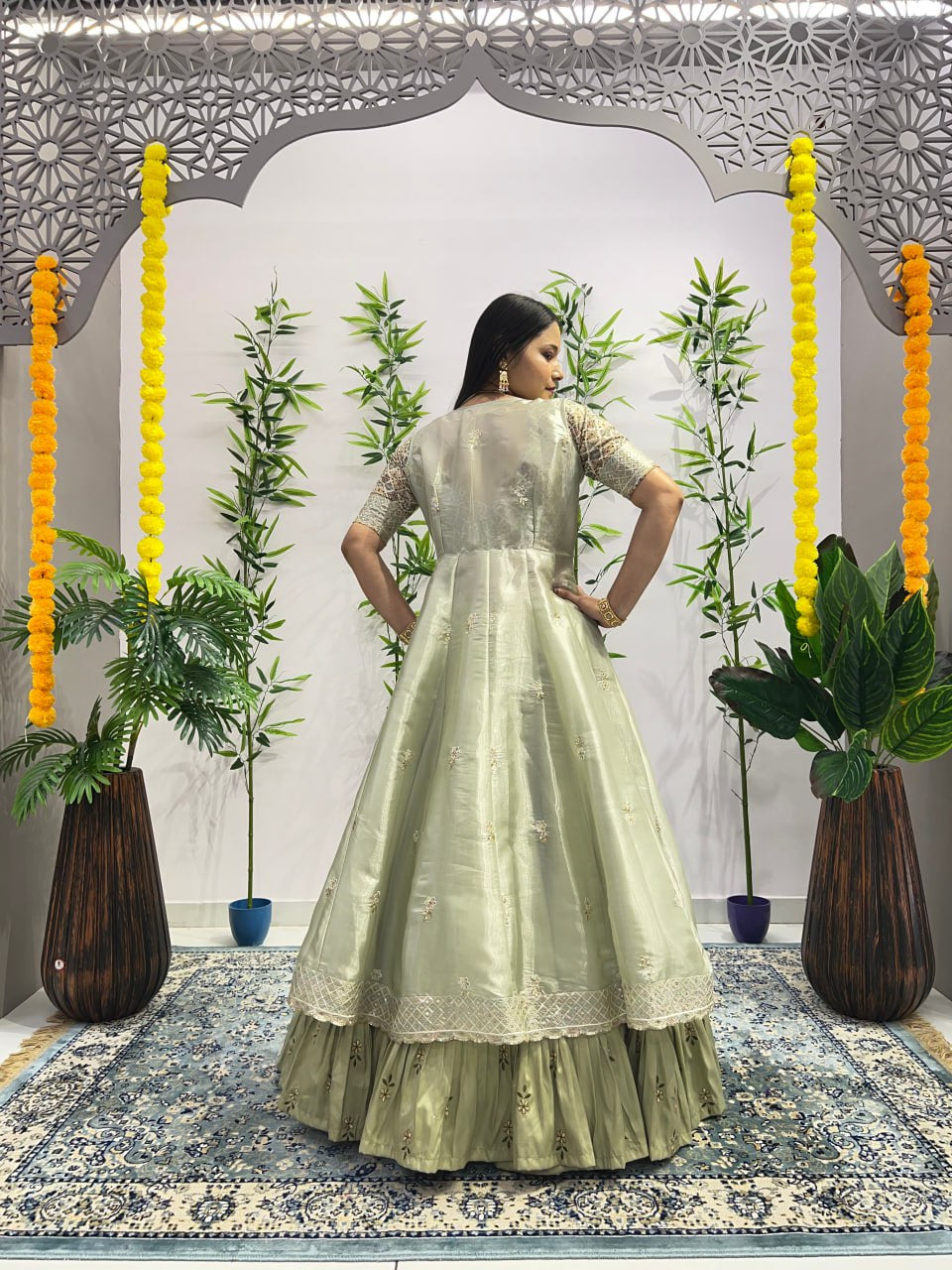 Pista colour Butterfly Shrug Indo western fully stitched