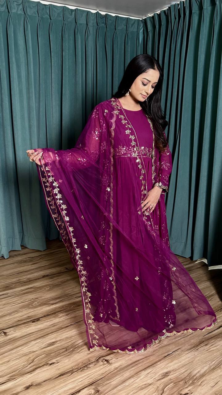 Georgette gown with Koti indo western style
