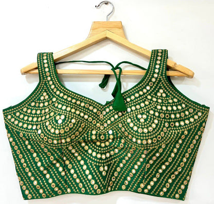 Beautiful Foil Mirror Work Silk Readymade Blouse to Pair with Saree or Lehenga