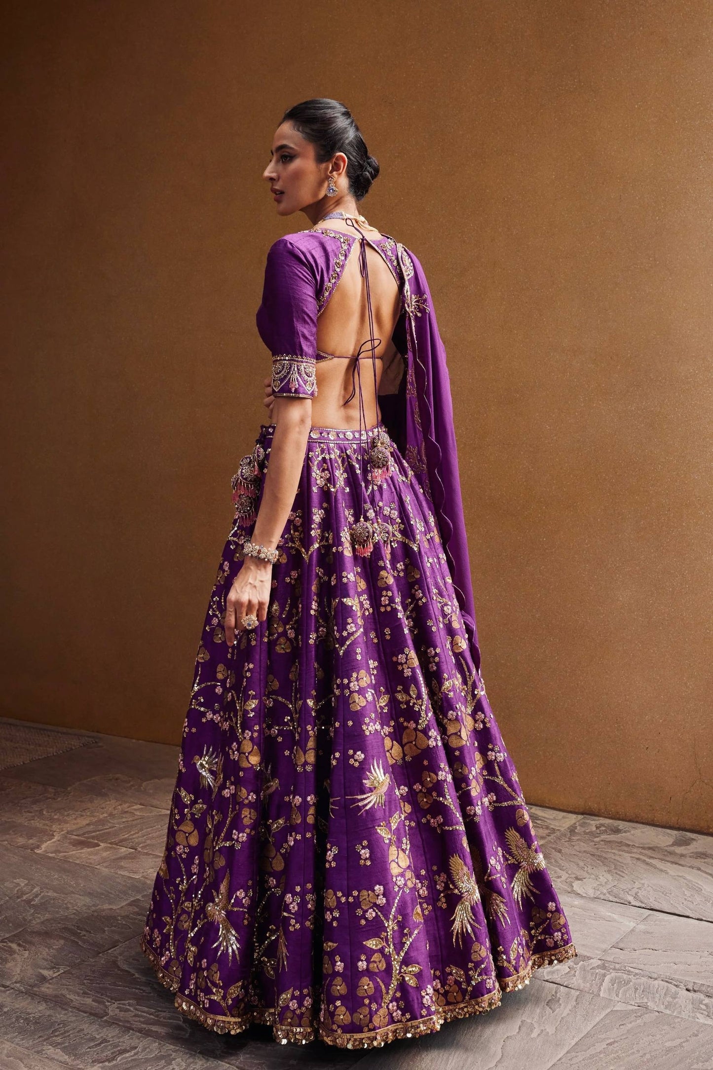 Pichola - Premium Silk Purple Embroidered and Sequins Work Lehenga Fully Stitched