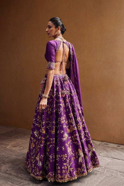 Pichola - Premium Silk Purple Embroidered and Sequins Work Lehenga Fully Stitched