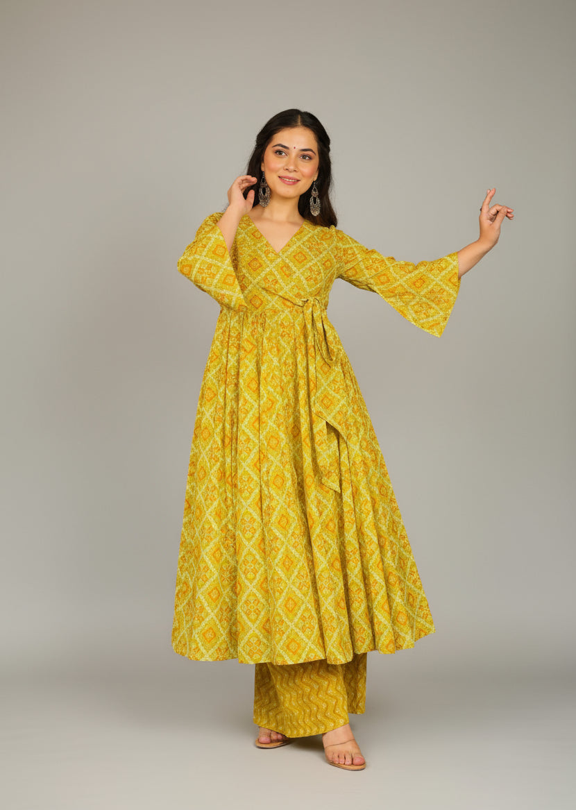 Mohe - Yellow Beautifully Printed Soft Lightweight Kurti with Pant upto 6XL sizes