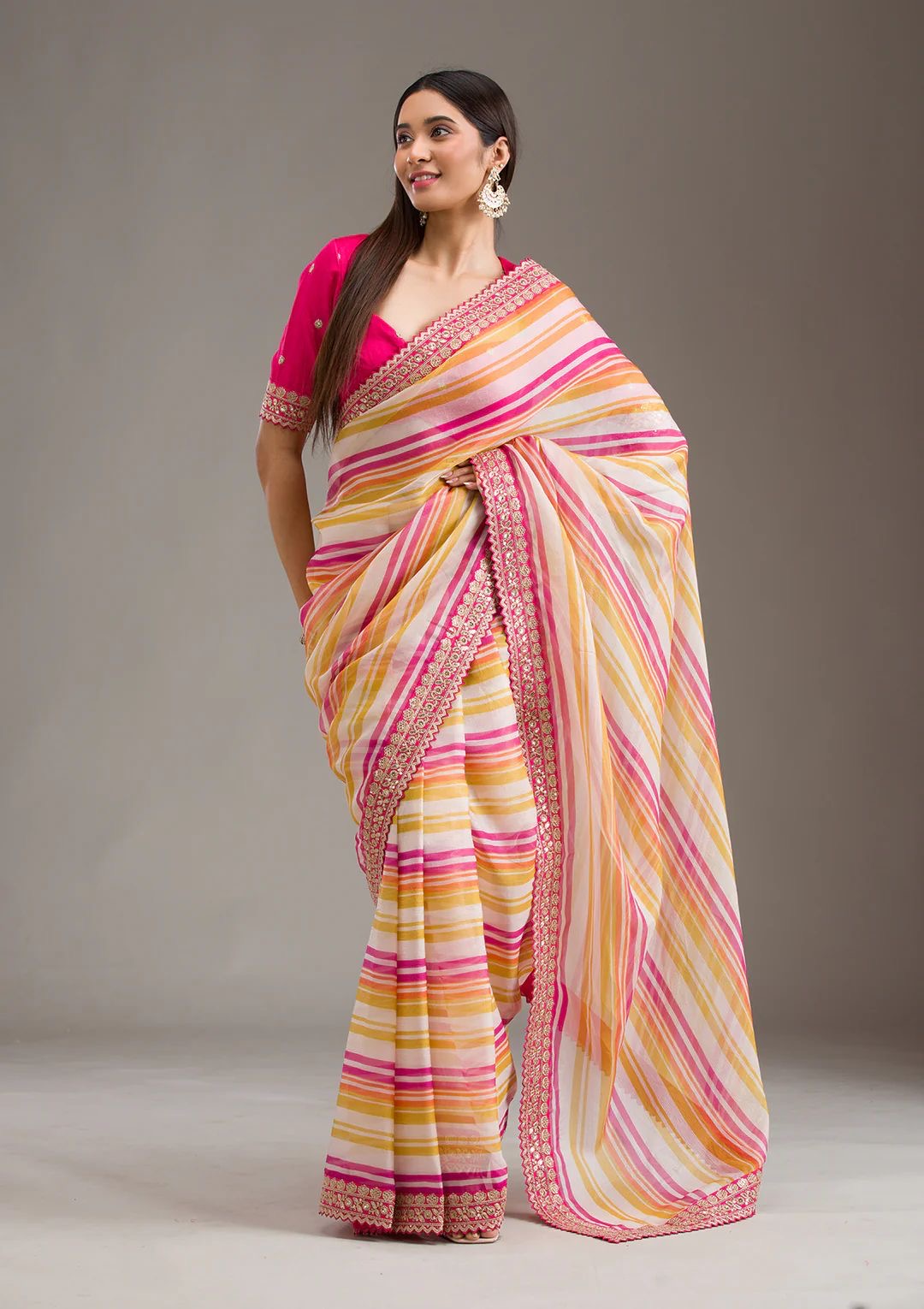 Mastani - Beautiful Leriya Print Silk Saree with Stitched Blouse options