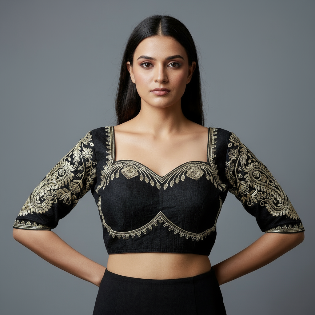 Mohini - Gold Embroidered Readymade Blouse