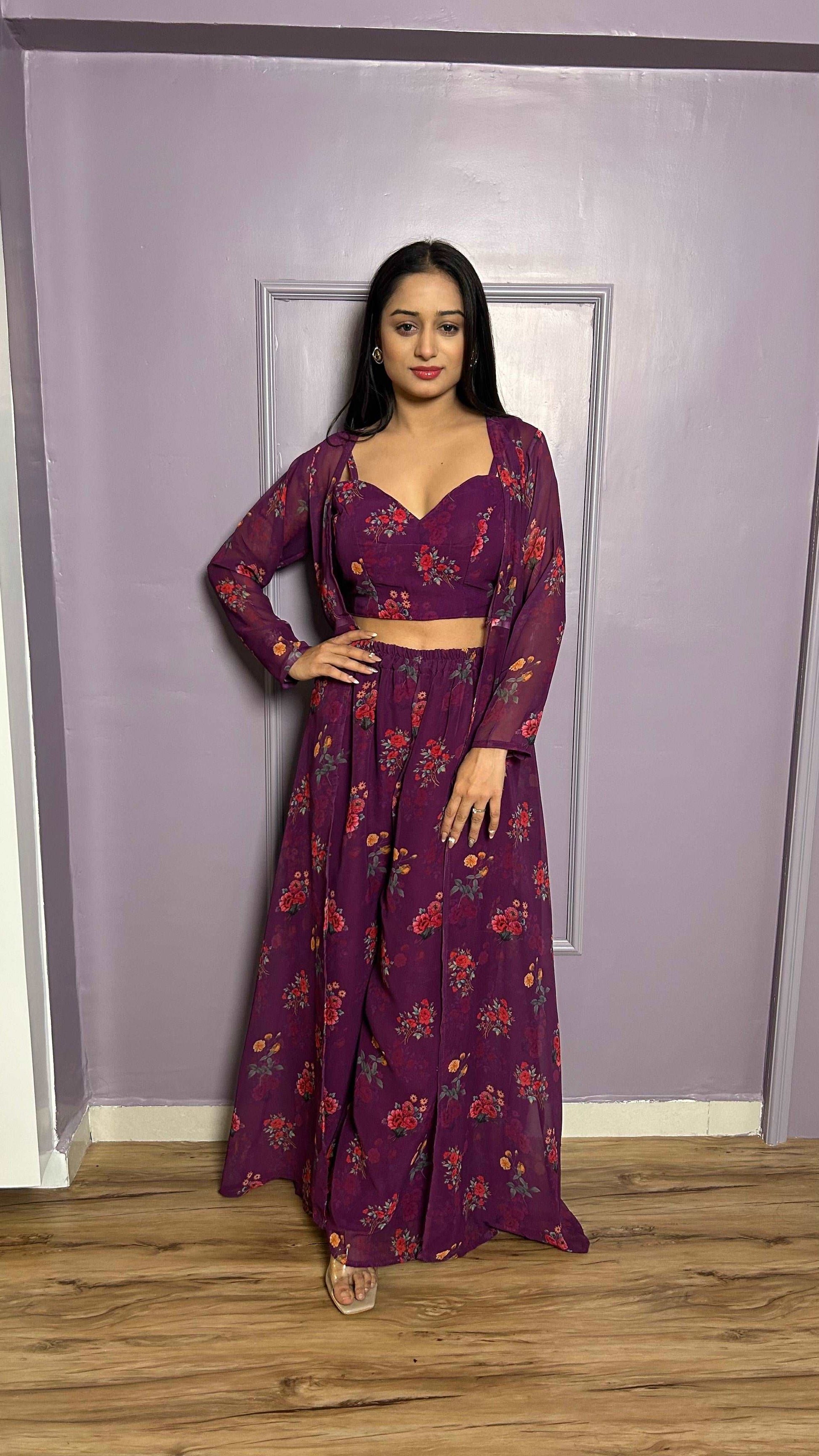 Floral Indo western fully stitched
