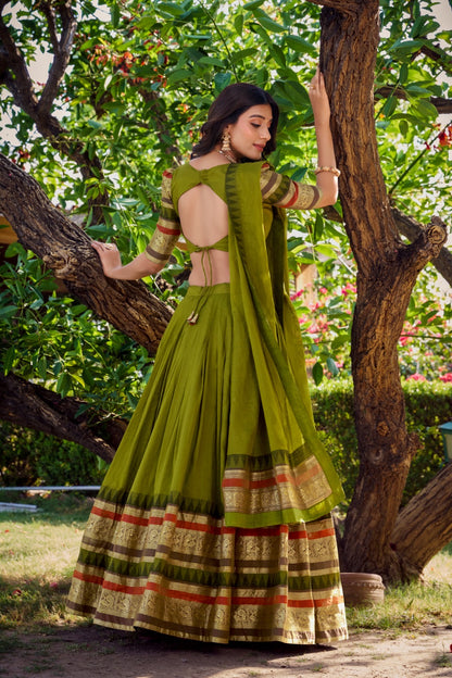 Priyaa - Beautiful Chanderi Cotton Fully Stitched Lehenga