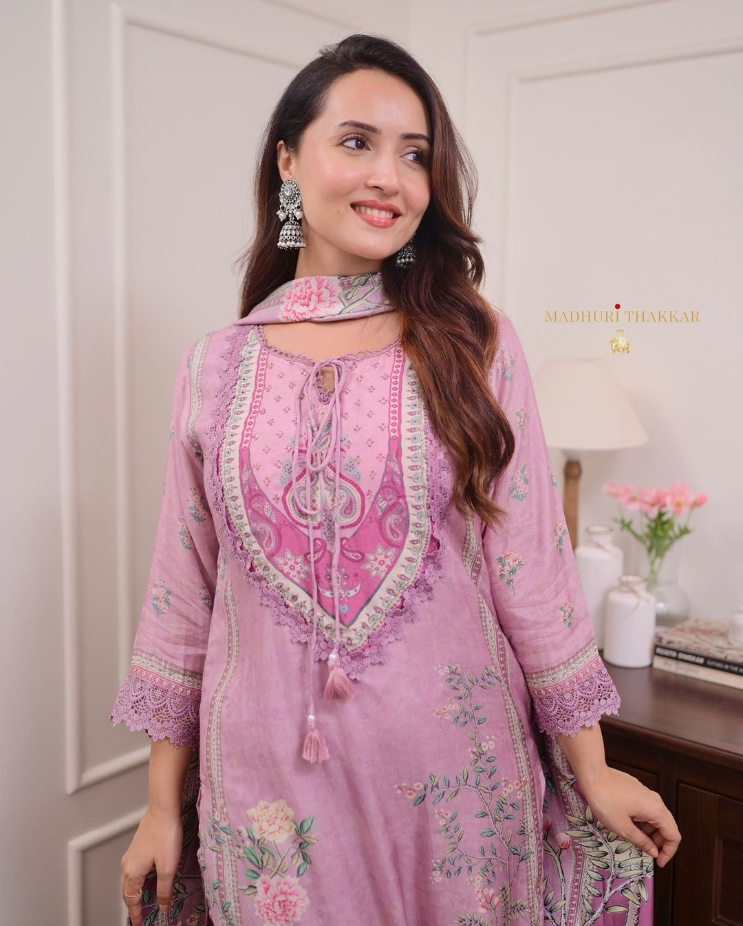 Baby Pink Linen Readymade Suit