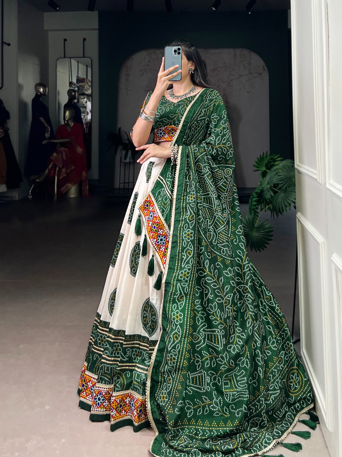 Beautiful Bandhej Print Silk Lehenga Choli Fully Stitched