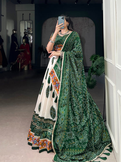 Beautiful Bandhej Print Silk Lehenga Choli Fully Stitched
