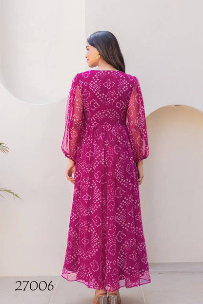 Wine Beautiful Floral Printed Soft Georgette Fabric Casual Wear Readymade upto 6XL sizes