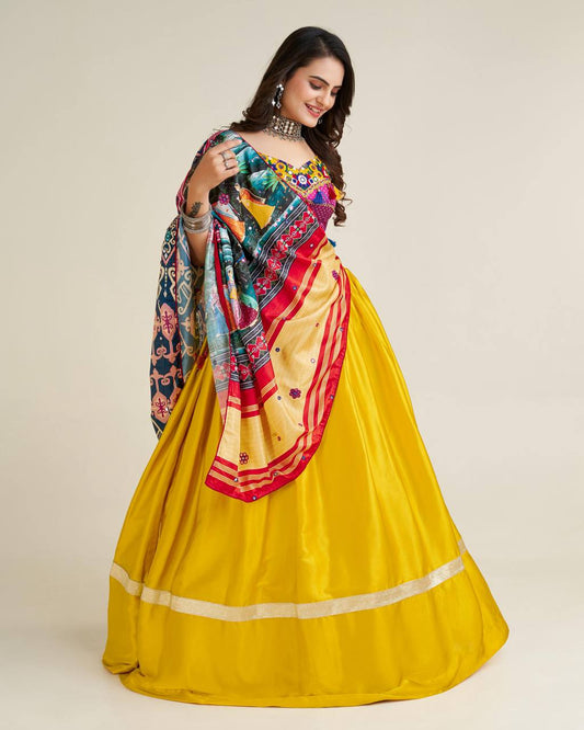 Navratri Special Mustard Gamthi work Chaniya Choli