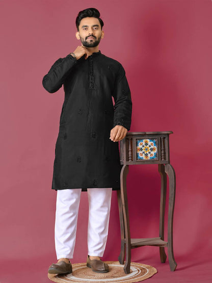 Premium Handwork on Silk Kurta with Pajama for Men